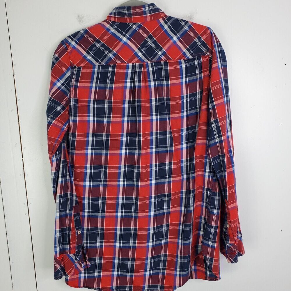 Abercrombie Fitch Button Down Shirt Plaid Mens M Red Blue Y2K Preppy Preppy - Picture 2 of 9